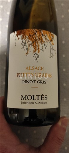 Vini Blanc demi-sec Petits Grains Moltès 2023 Francia Alsazia Pinot grigio AOC