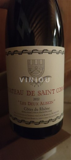 Víno Rouge sec Les Deux Albion Château Saint Cosme 2022 Francie Údolí Rhôny Côtes-du-Rhône AOC