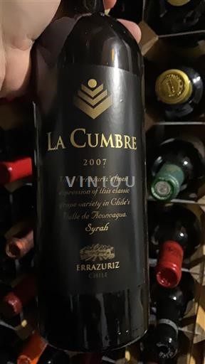 Vine Rouge sec La Cumbre Viña Errazuriz 2007 Chile Aconcagua-dalen Aconcagua Andes