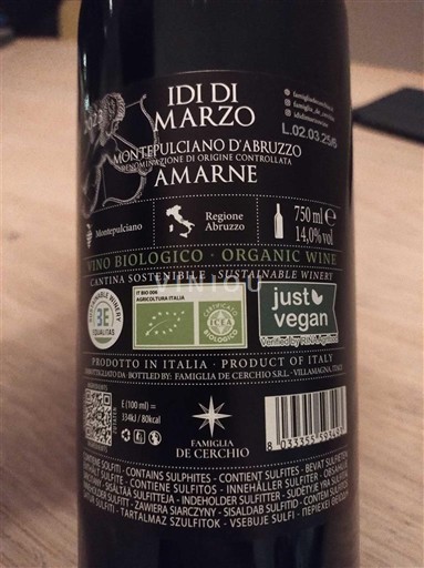 Abruzzo Montepulciano d'Abruzzo Famiglia De Cerchio Amarne 2023