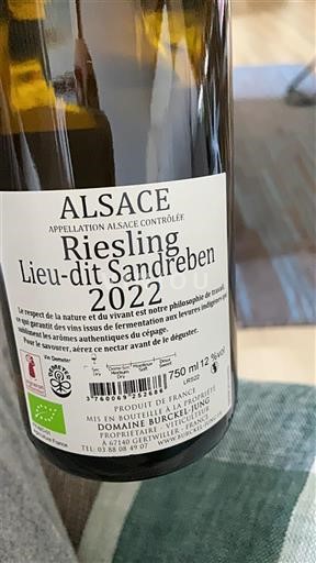 Vina Blanc sec Lieu-dit Sandreben Domaine Brucklin 2022 Francija Alzacija Vin de France