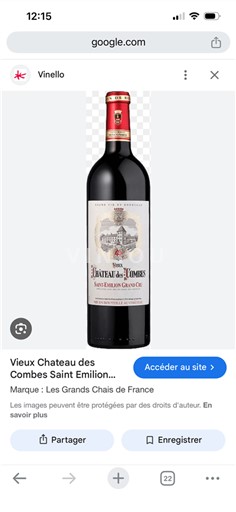 Burdeos Saint-Émilion Gran Cru Grand Cru Château Vieux Château des Combes 2021