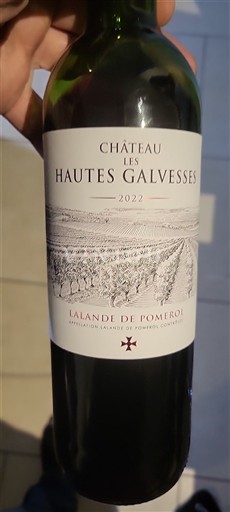 Vin Rouge sec Château Les Hautes Galvesses 2022 France Bordeaux Lalande-de-pomerol AOC