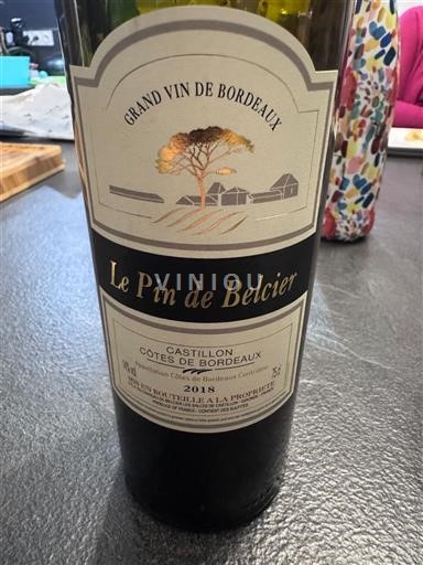 Bordeaux Castillon Côtes de Bordeaux Le Pin de Belcier 2018