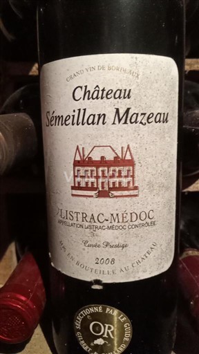 Bordeaux Listrac-Médoc Château Semeillan Mazeau Prestige 2008