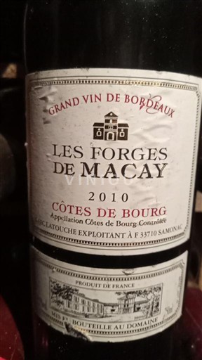 Bordeaux Côtes-de-bourg Les Forges de Macay 2010
