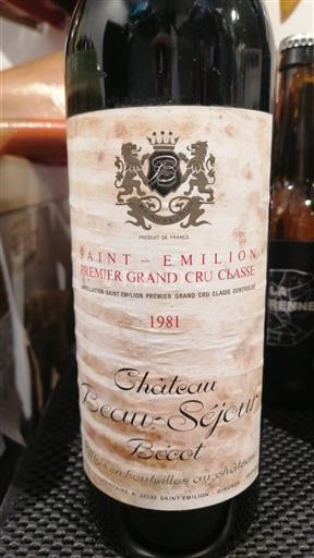 Bordeaux Saint-Émilion Premier Grand Cru Classé Château Beau-Séjour Bécot 1981