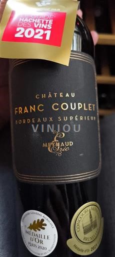 Bordeaux Bordeaux Supérieur Château Franc Couplet 2018