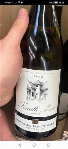 Borgoña Borgoña-Aligoté Famille Massé Bourgogne Aligoté Granit Vieilles Vignes 2022
