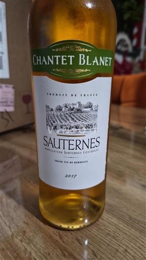 Bordeaux Sauternes Chantet Blanet 2017