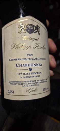 Pfalz Weingut Philipp Kuhn Laumersheimer Kapellenberg Chardonnay Spätlese Trocken im Barrique gereift 1999