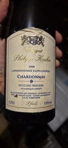 Pfalz Weingut Philipp Kuhn Laumersheimer Kapellenberg Chardonnay Spätlese trocken 1999