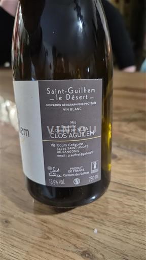 Vin Blanc sec Clos Aguilem Non millésimé France Languedoc et Roussillon Saint-Guilhem-le-Désert IGP