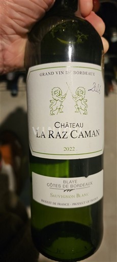 Weine Blanc sec Château La Raz Caman 2022 Frankreich Bordeaux Blaye-Côtes-de-Bordeaux AOC