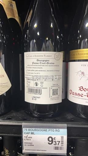 Vinos Rouge sec 2024 La Cave d'Augustin Florent Non millésimé Francia Borgoña Borgoña-passetoutgrain AOC