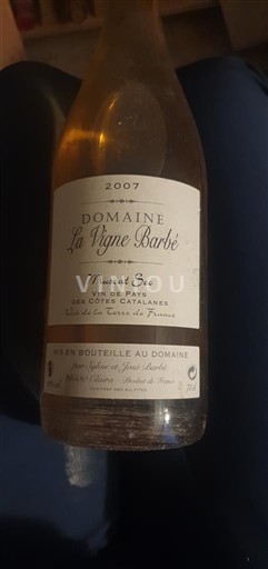 Languedoc och Roussillon Côtes catalanes Domaine La Vigne Barbé Muscat sec 2007