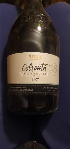 Veneto Conegliano Valdobbiadene Prosecco Serre di Pederiva Colsernà Icke årgångsbetecknad