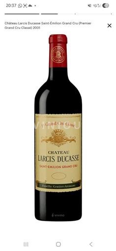 Vinos Rouge sec Château Larcis Ducasse 2001 Francia Burdeos Saint-Émilion Gran Cru AOC Grand Cru