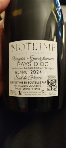 Languedoc a Roussillon Pays d'Oc Les Celliers de Cabrié Viognier-Gewurztraminer 2024