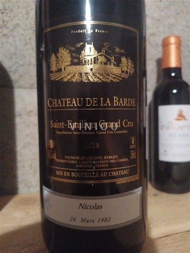 Bordéus Saint-Émilion Grand Cru Château La Barde 2018