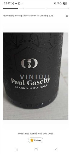 Vinos Blanc sec Eichberg Paul Gaschy 2016 Francia Alsacia Riesling AOC Grand Cru