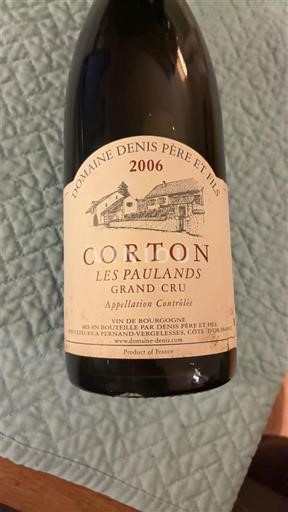 Vine Rouge sec Les Paulands Domaine Nis Père et Fils 2006 Frankrig Bourgogne Corton AOC Grand Cru