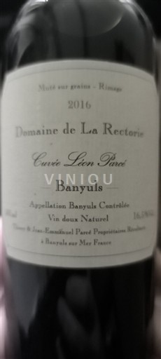 Roussillon Banyuls Domaine La Rectorie Léon Parcé 2016