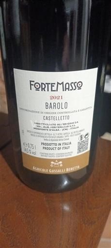 Piedmont Wines Barolo ForteMasso Castelletto 2021