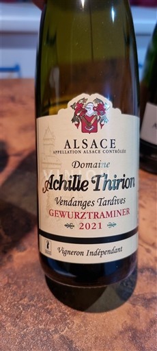 Alsace Vendanges Tardives Domaine Achille Thirion Vendanges Tardives Gewurztraminer 2021