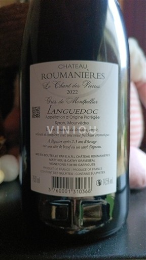 Wines Rouge sec Le Chant des Pierres Château Roumanières 2022 France Languedoc AOC