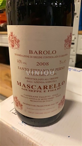 Vin Rouge sec Santo Stefano di Perno Mascarello Giuseppe e Figlio 2008 Italie Piémont Barolo DOC