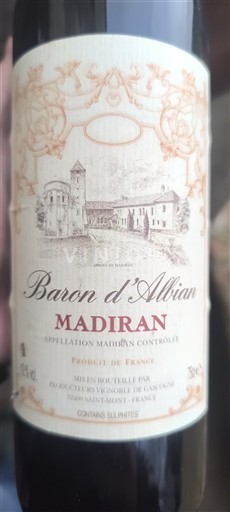 Vini Rouge sec Baron d'Albian Non millésimé Francia Sud-Ovest Madiran AOC