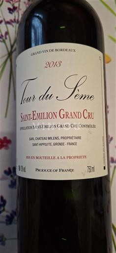 Bordéus Saint-Émilion Grand Cru Grand Cru Tour du Sème 2013