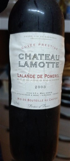 Bordeaux Lalande-de-Pomerol Château Lamotte Prestige 2003