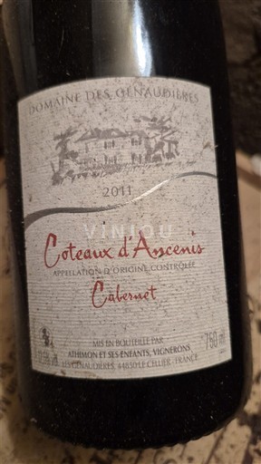 Wines Rouge sec Cabernet Domaine S Génaudières 2011 France Loire Valley Coteaux d'Ancenis AOC
