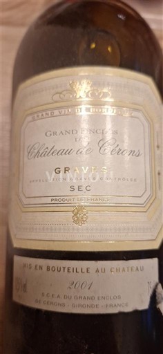 Bordeaux Graves Château Cérons Grand Enclos 2001