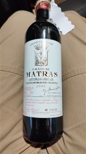 Bordéus Saint-Émilion Grand Cru Grand Cru Classé Château Matras 2006