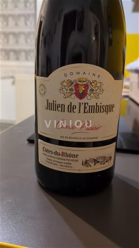 Rhônen laakso Côtes-du-rhône Julien de l'Embisque Plaisir 2023