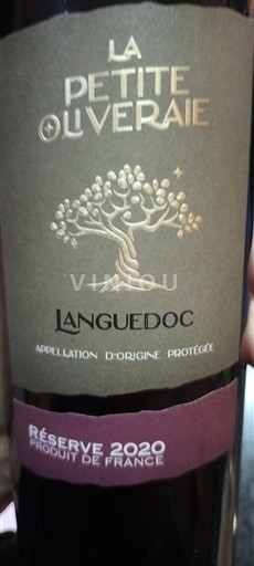 Wijnen Rouge sec Réserve La Petite Oliveraie 2020 Frankrijk Languedoc AOC