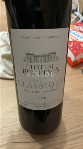 Burdeos Blaye-Côtes de Burdeos Château Berthenon Classique 2020