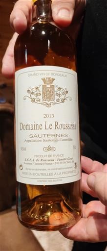 Bordeaux Sauternes Domaine Le Rousseau 2013