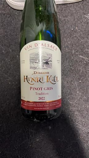 Vin Blanc sec Tradition Domaine Henri Klée 2022 France Alsace Vin de France