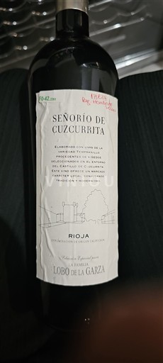 La Rioja Rioja Señorío de Cuzcurrita Lobo de la Garza 2012