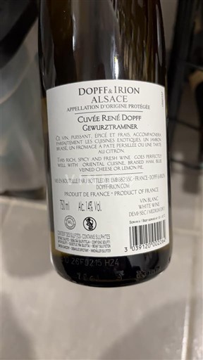 Víno Blanc demi-sec Cuvée René Dopff Dopff & Irion Non millésimé Francie Alsasko Vin de France