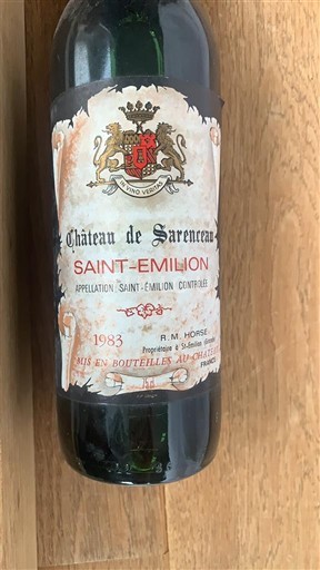 Bordeaux Saint-Émilion Château Sarenceau 1983