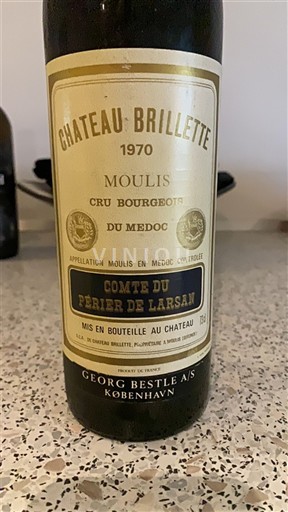 Vinos Rouge sec Comte du Férier de Larsan Château Brillette 1970 Francia Burdeos Moulis-en-Médoc AOC Cru Bourgeois