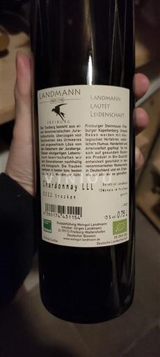 Baden Weingut Landmann Chardonnay LLL trocken 2021