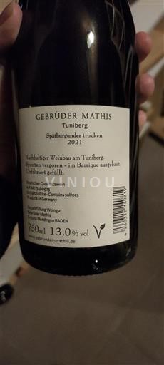 Baden Gebrüder Mathis Tuniberg Spätburgunder trocken 2021