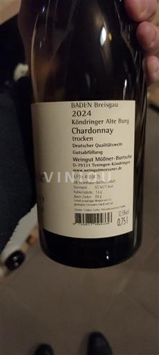 Baden Weingut Mössner-Burtsche Köndringer Alte Burg Chardonnay Muschelkalk trocken 2024