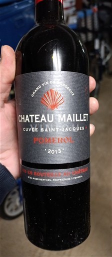 Bordéus Pomerol Château Maillet Saint-Jacques 2013